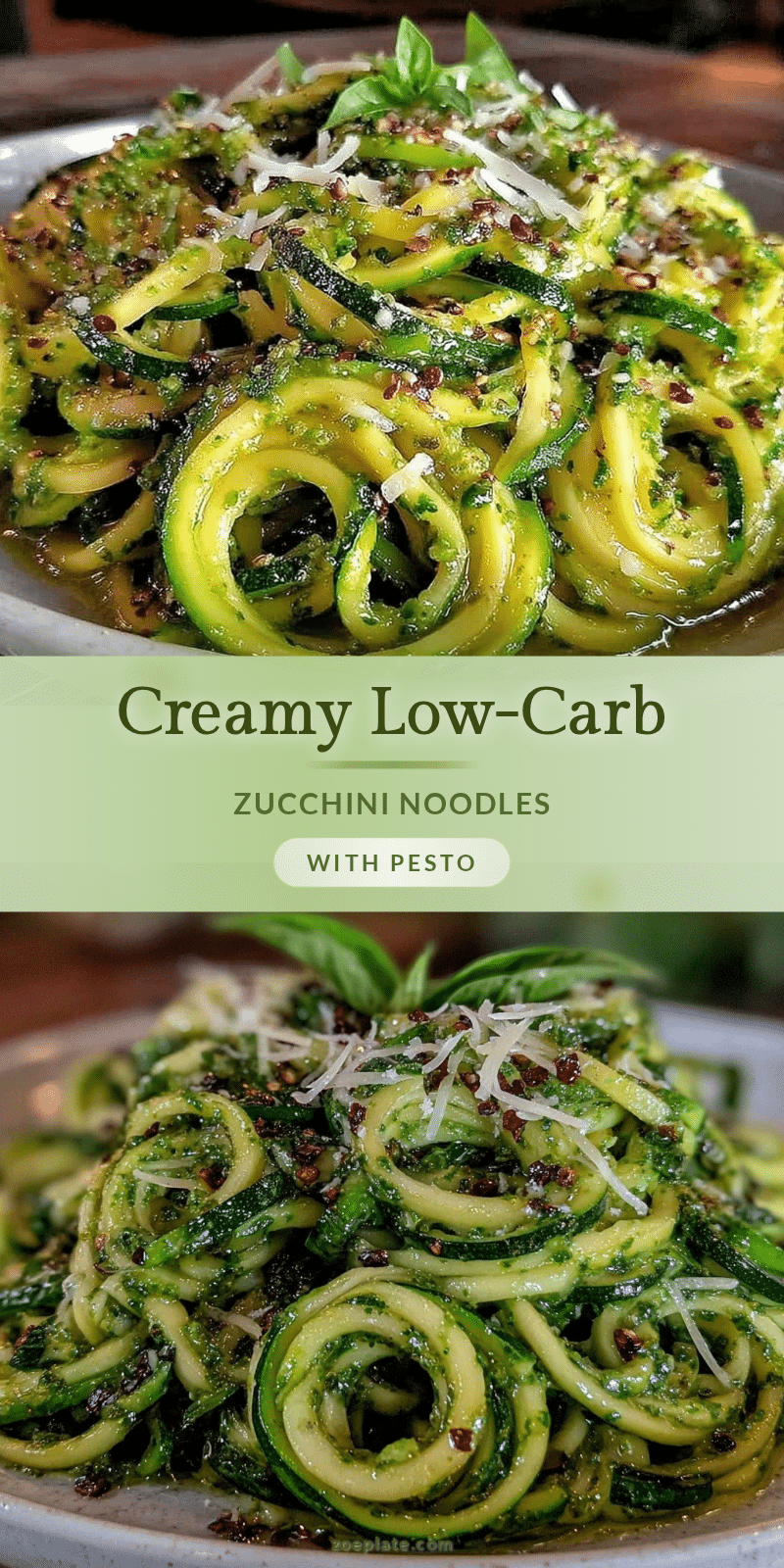 creamy low-carb zucchini noodles with pesto recipe