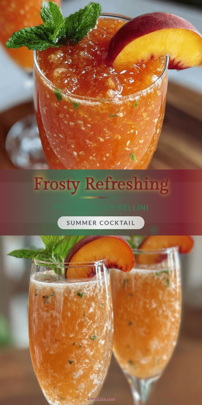 frozen peach Bellini cocktail recipe