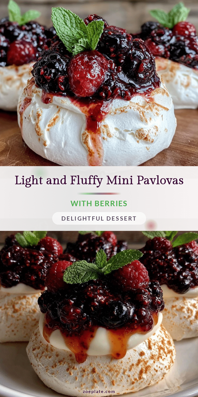 light mini pavlovas with berry compote recipe