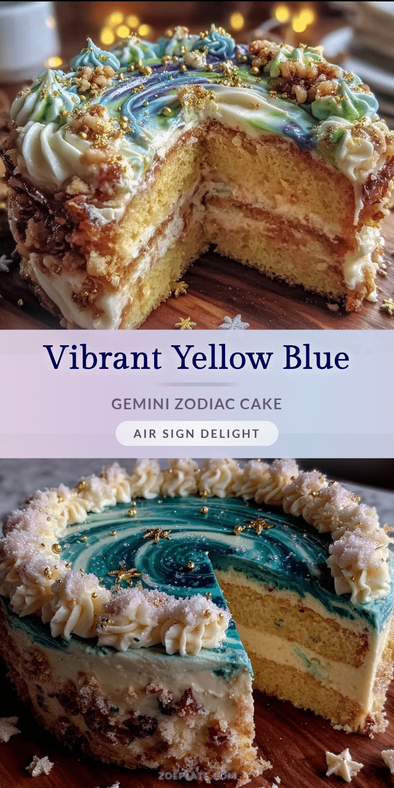 yellow and blue gemini zodiac cake recipe
