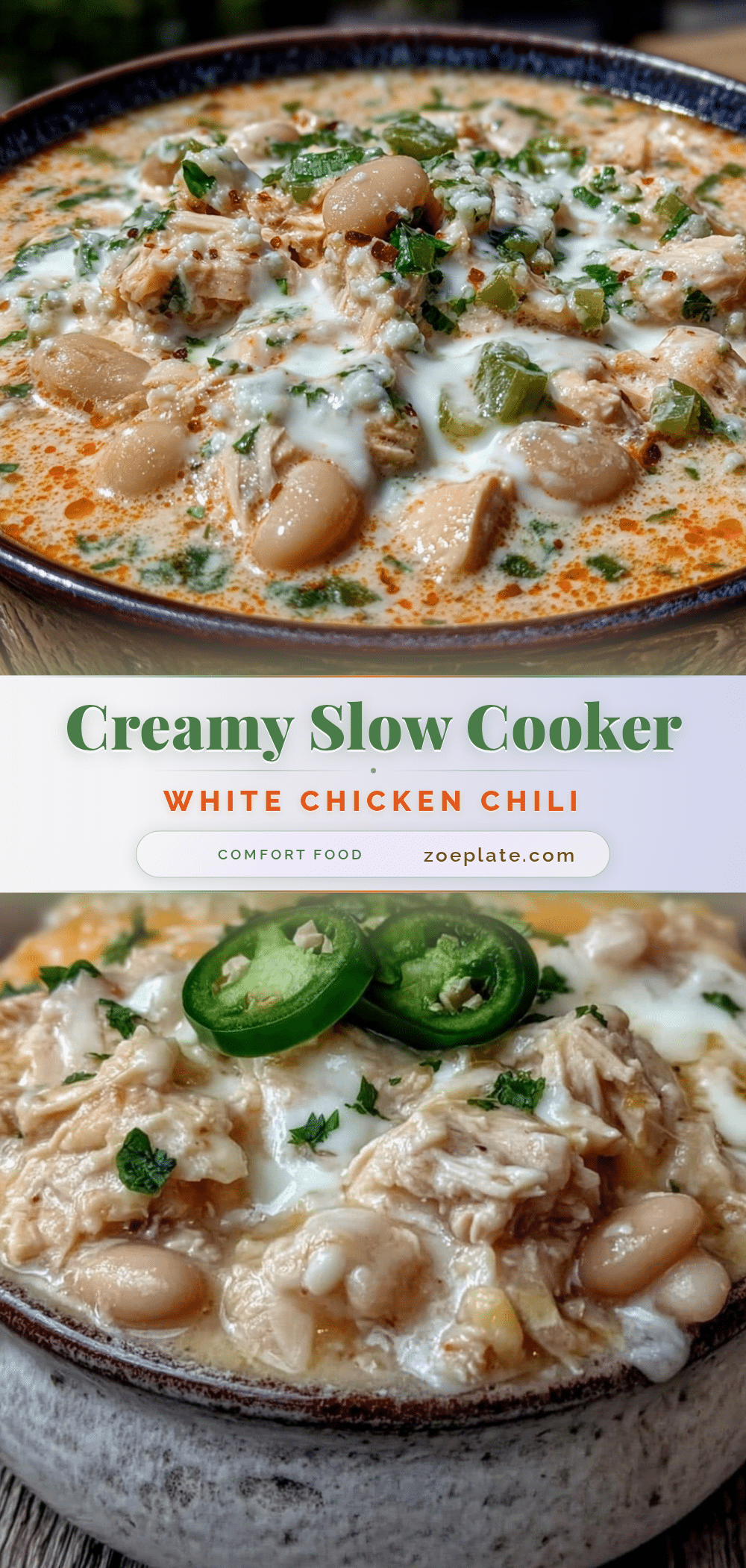 creamy slow cooker white chicken chili recipe