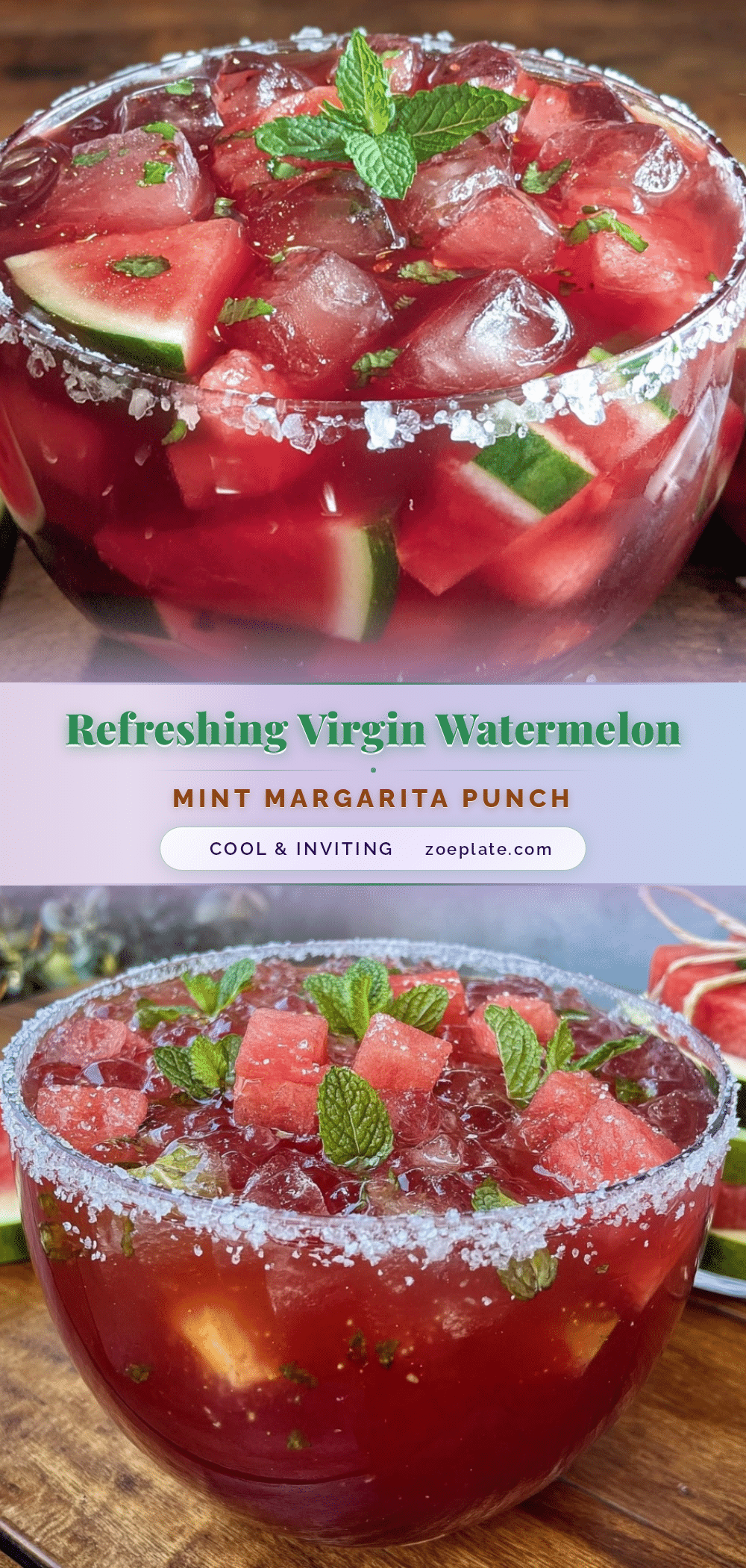 virgin watermelon mint margarita punch bowl recipe
