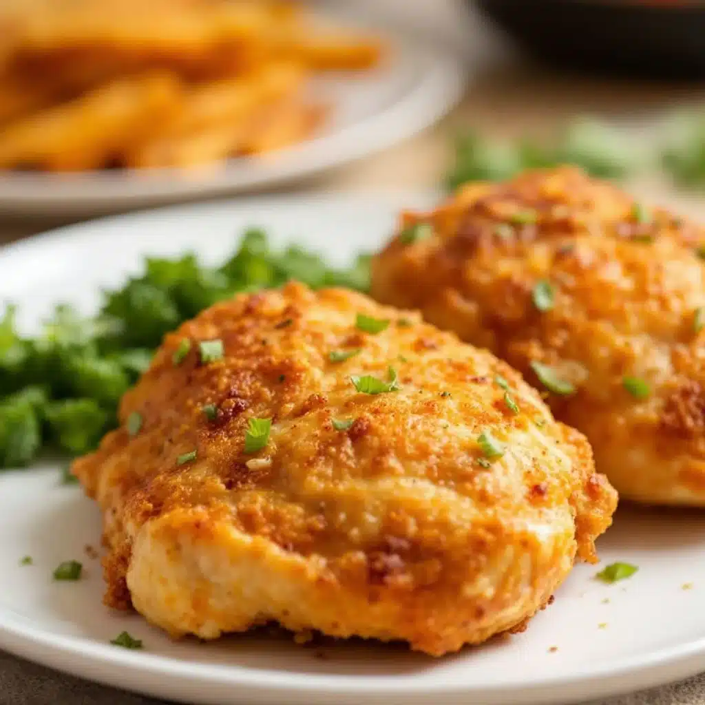 air fryer garlic parmesan chicken thighs - featured image