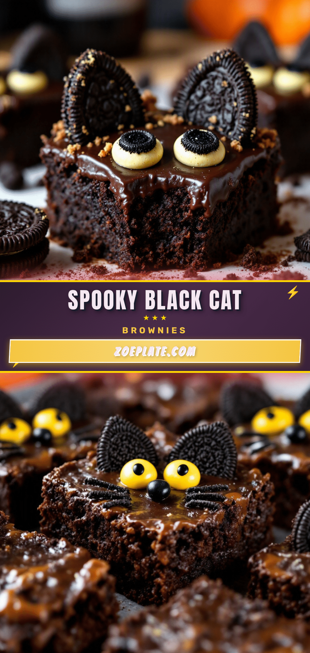 black cat Halloween brownies recipe