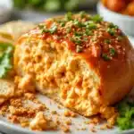 buffalo chicken dip stuffed bread bowl - featured image