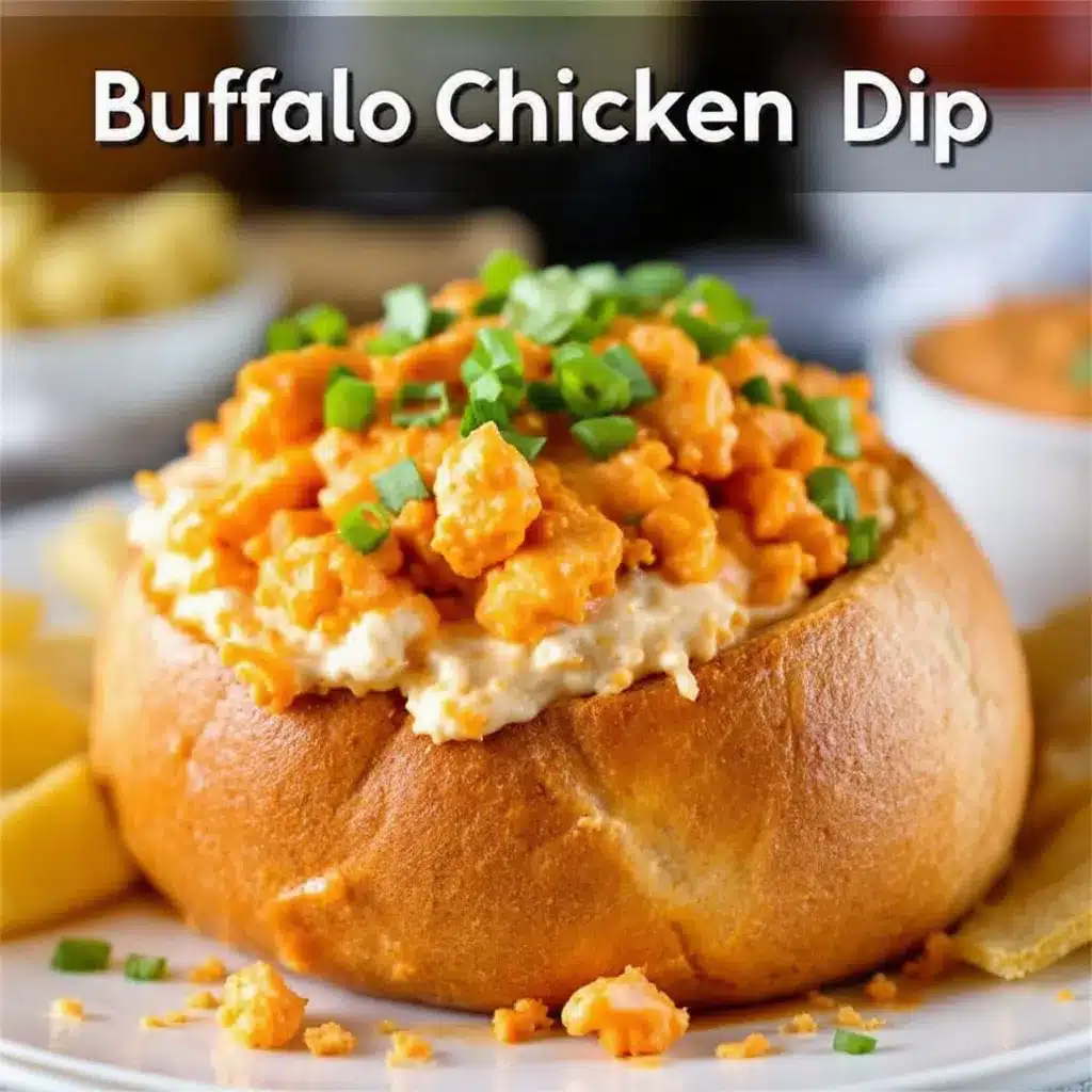 buffalo chicken dip stuffed bread bowl preparation steps