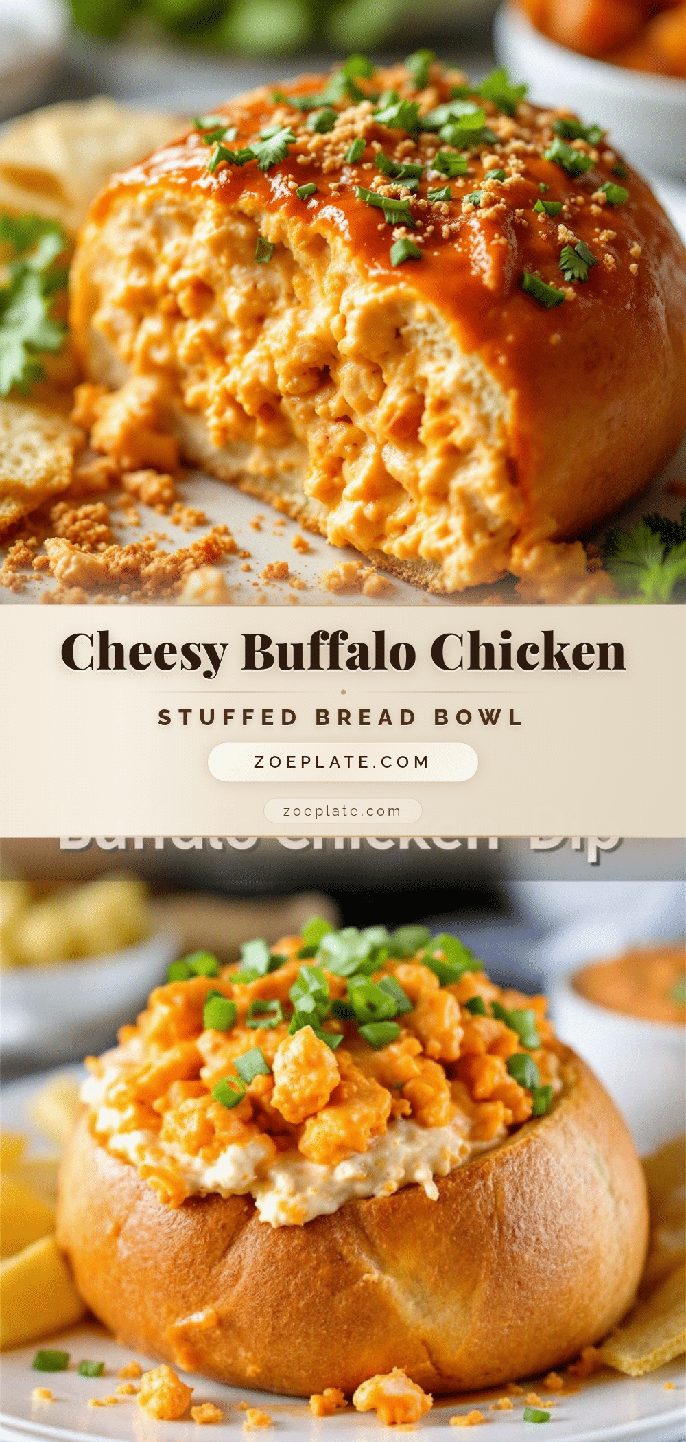 buffalo chicken dip stuffed bread bowl recipe