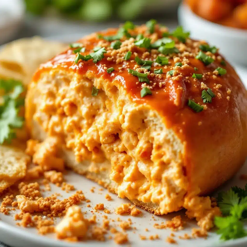 buffalo chicken dip stuffed bread bowl - featured image