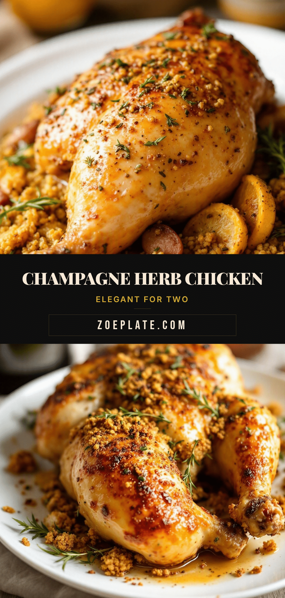 champagne herb roasted chicken for two recipe