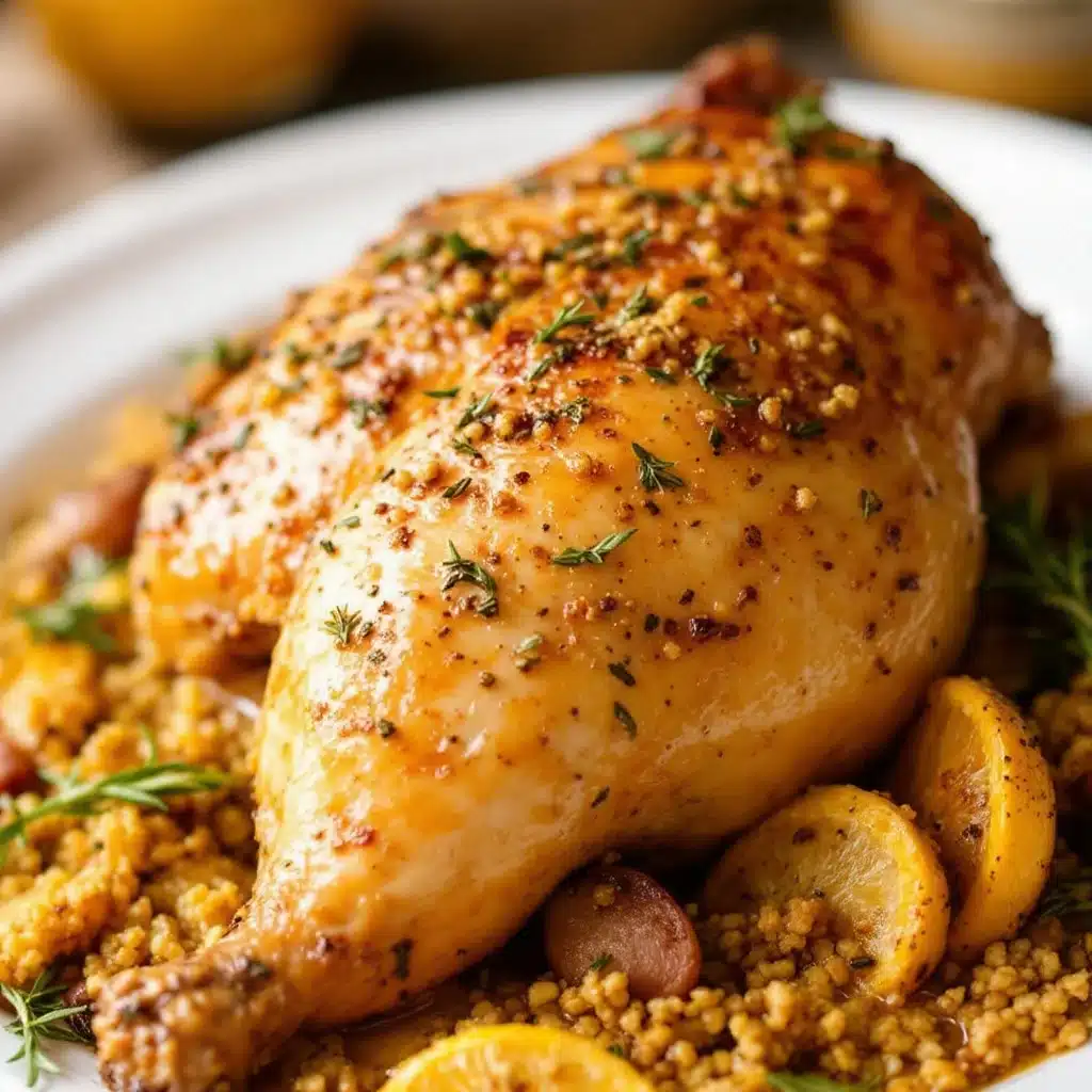 champagne herb roasted chicken for two - featured image