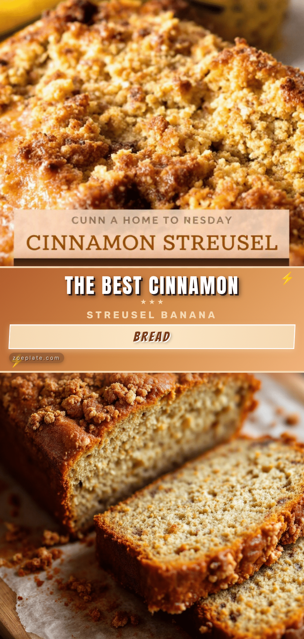 cinnamon streusel zucchini banana bread recipe