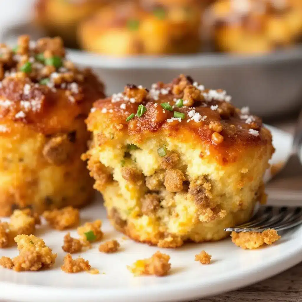cornbread sausage stuffing muffins - featured image