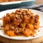 creamy brown sugar sweet potato casserole with pecan streusel - featured image