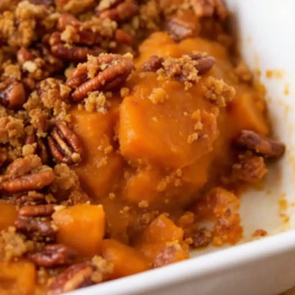 creamy brown sugar sweet potato casserole with pecan streusel preparation steps