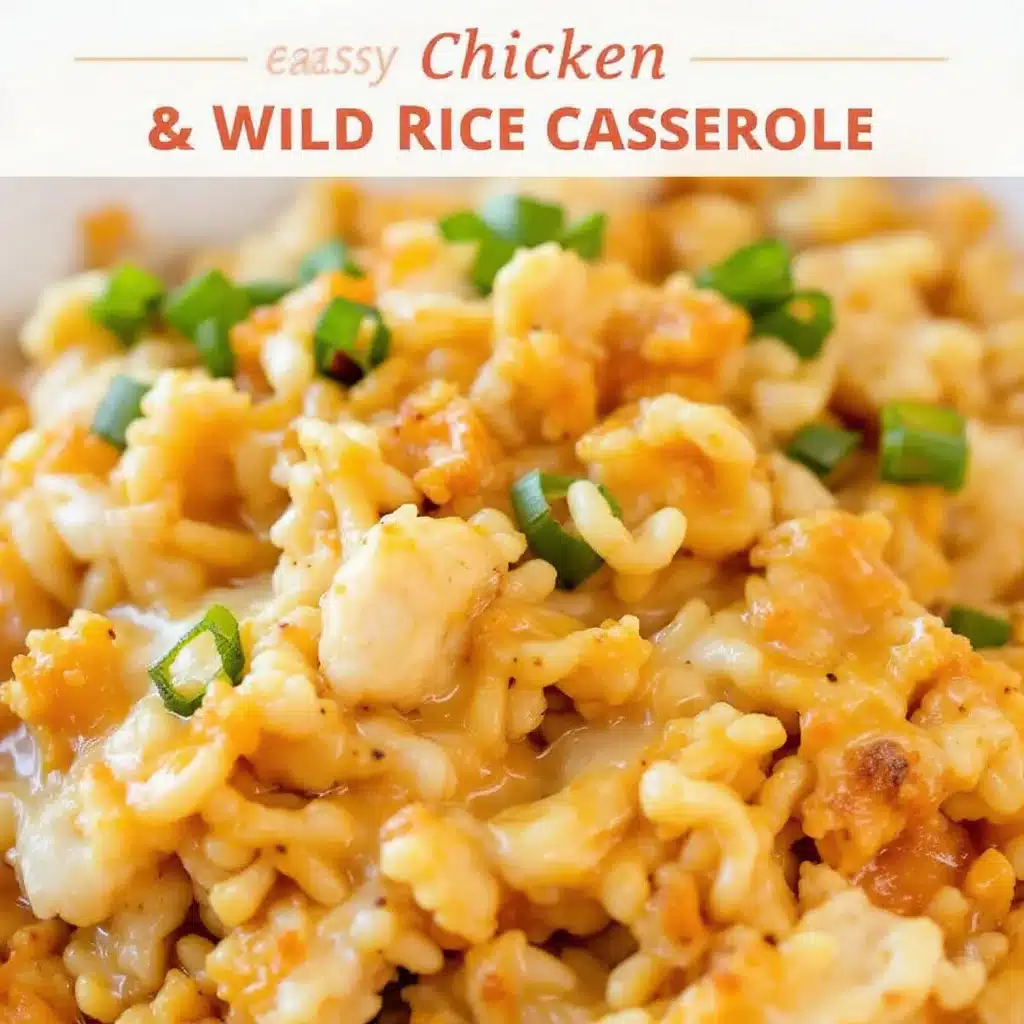creamy cheesy chicken and wild rice casserole - featured image