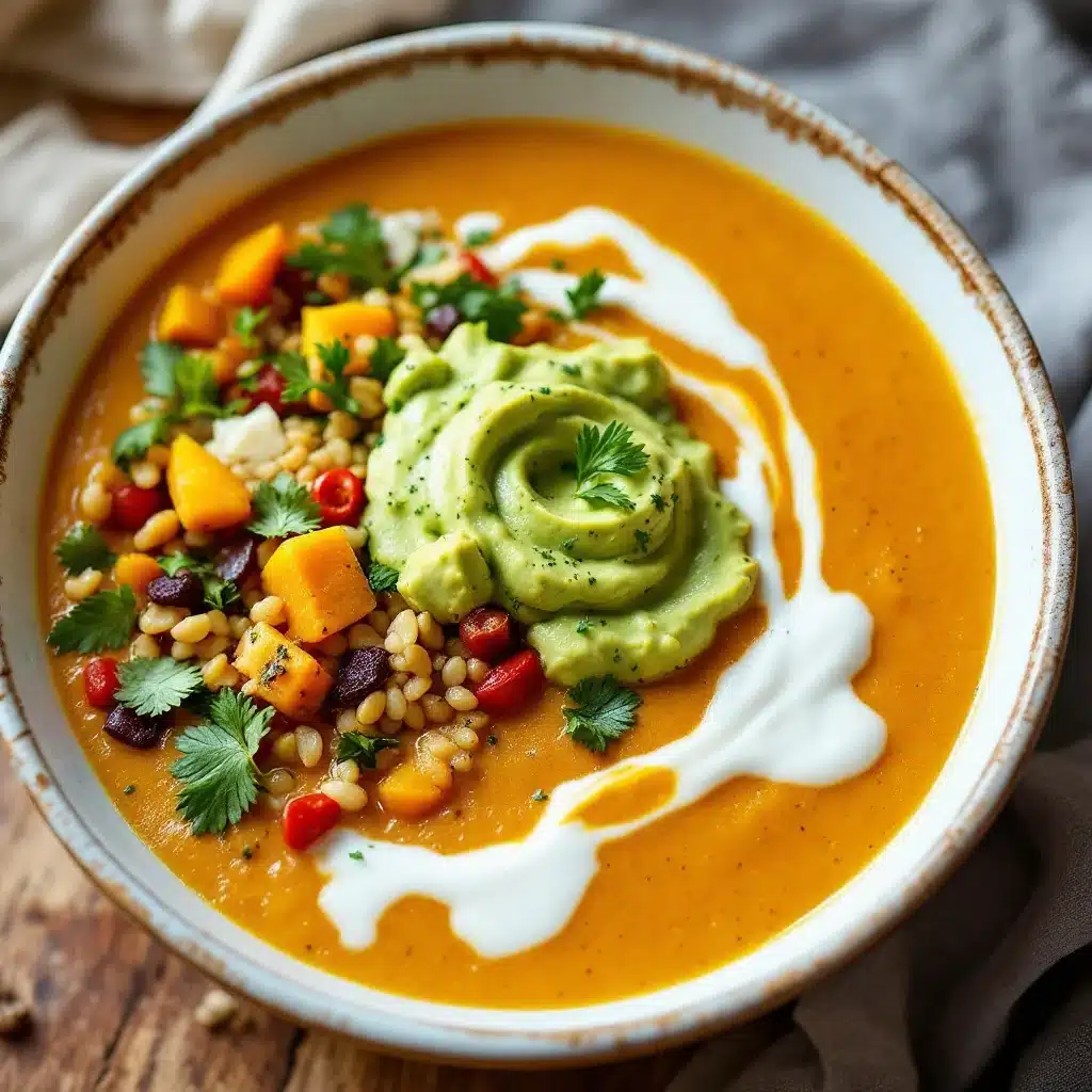 creamy curried pumpkin soup with coconut milk - featured image