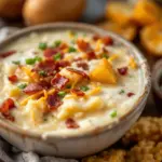 creamy loaded baked potato soup with bacon - featured image