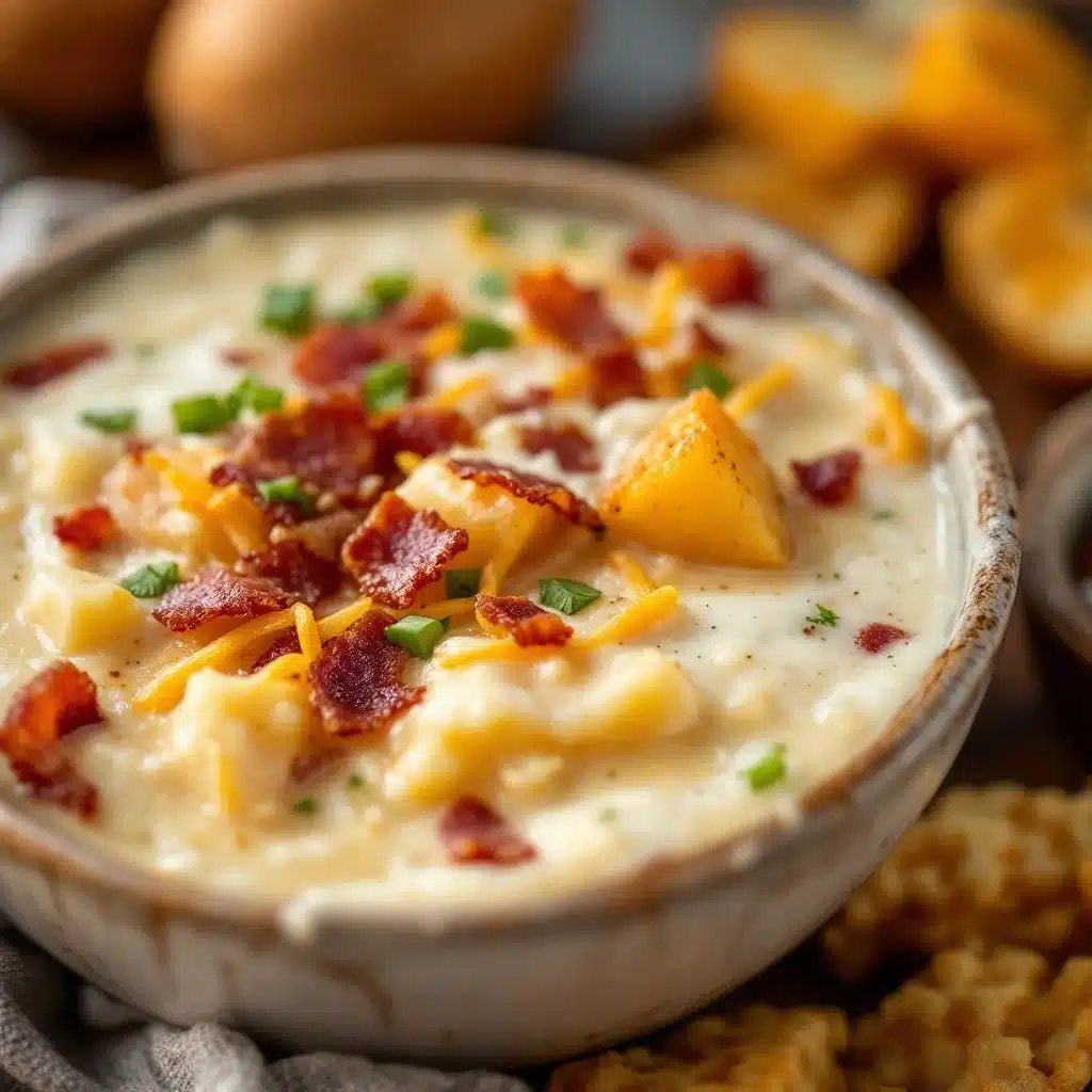 creamy loaded baked potato soup with bacon - featured image