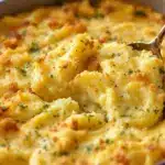 creamy make-ahead garlic herb mashed potato casserole - featured image