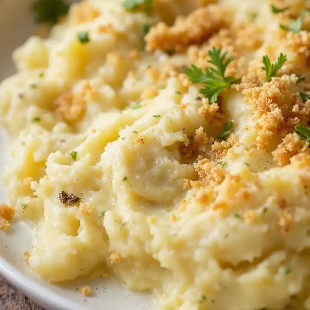 creamy make-ahead garlic herb mashed potato casserole preparation steps