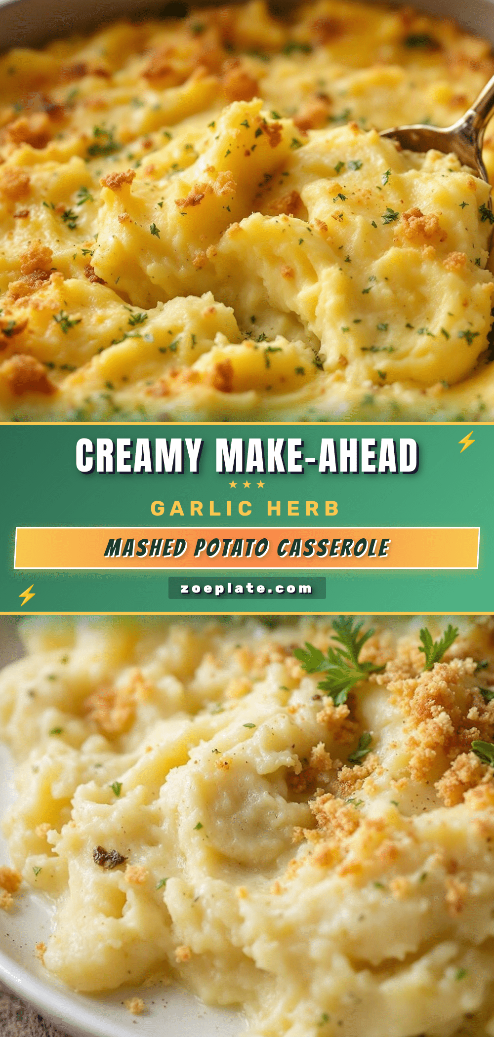 creamy make-ahead garlic herb mashed potato casserole recipe