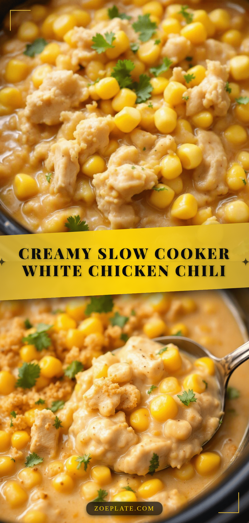 creamy slow cooker white chicken chili with corn recipe
