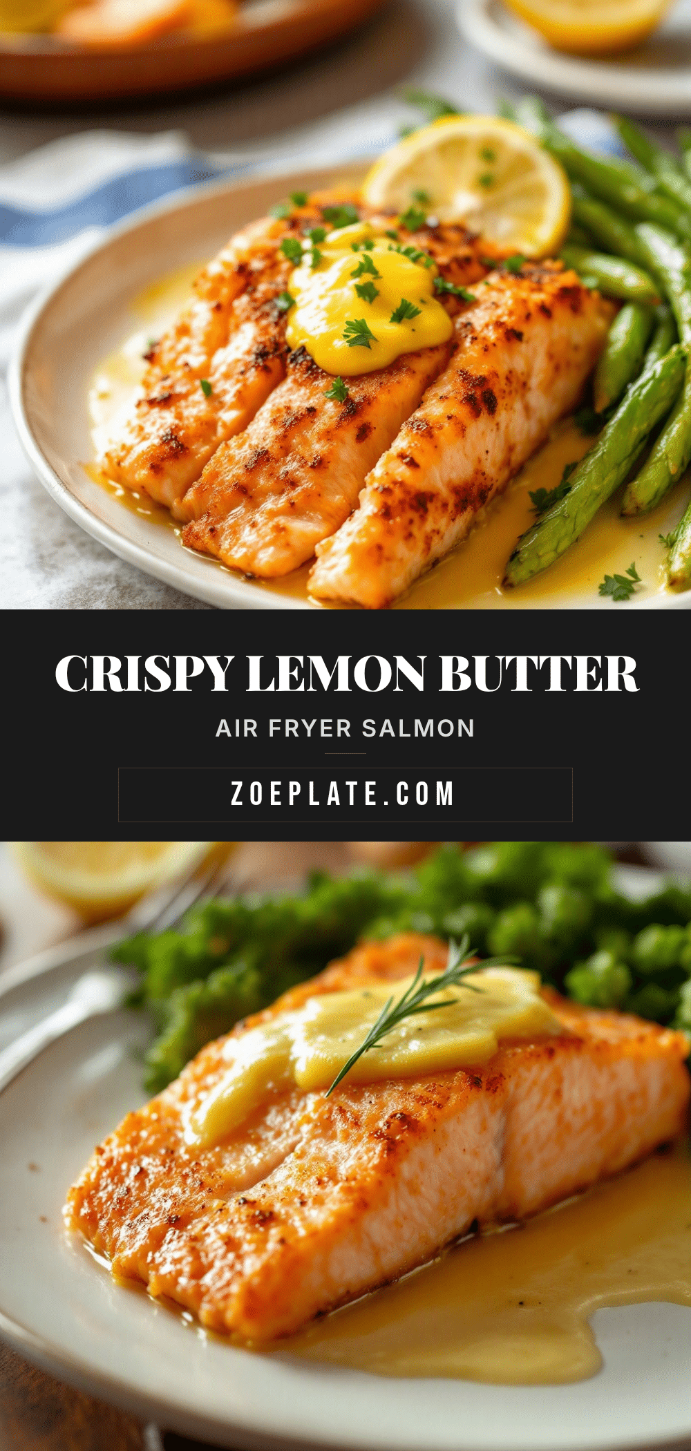 crispy air fryer salmon with lemon butter recipe