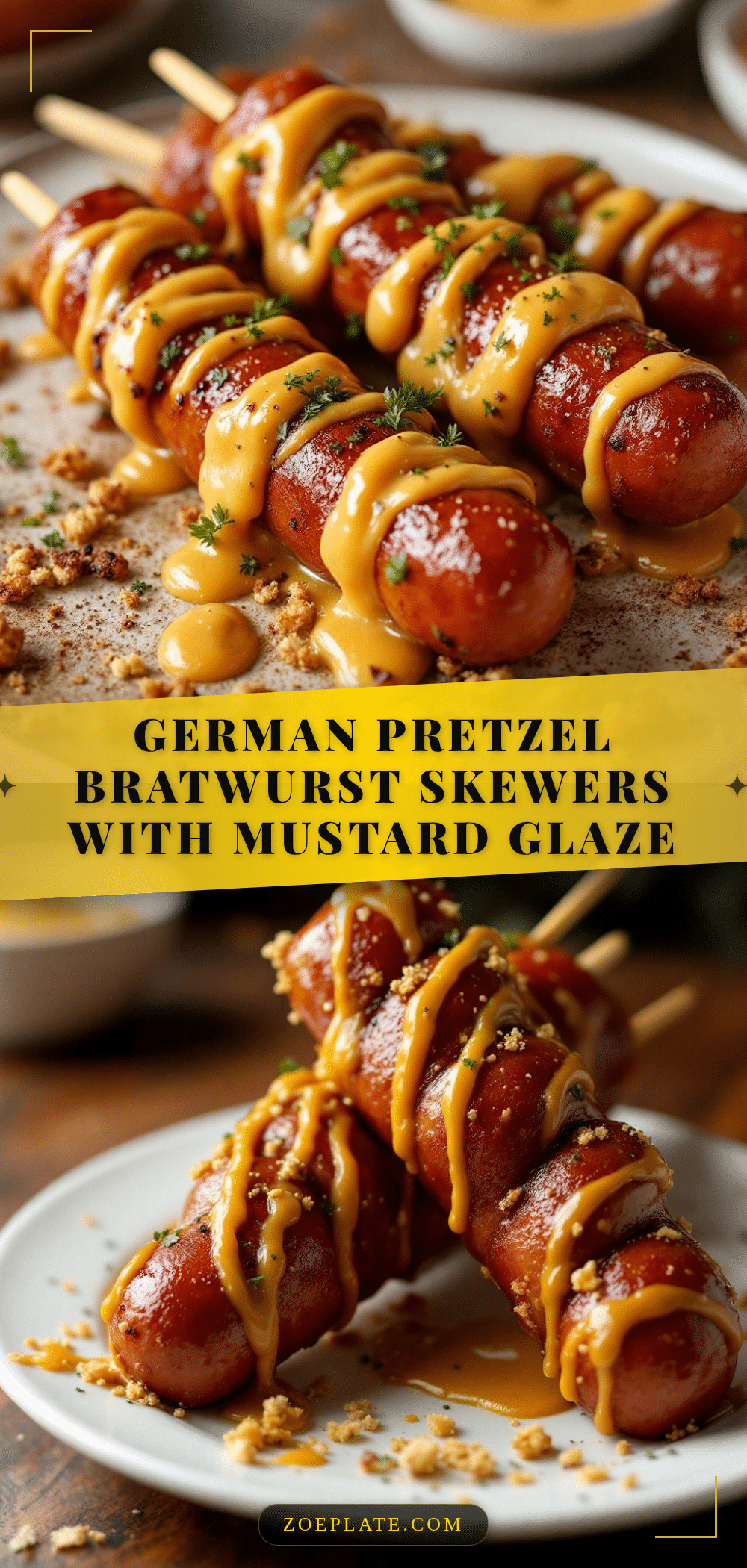 crispy german pretzel bratwurst skewers recipe