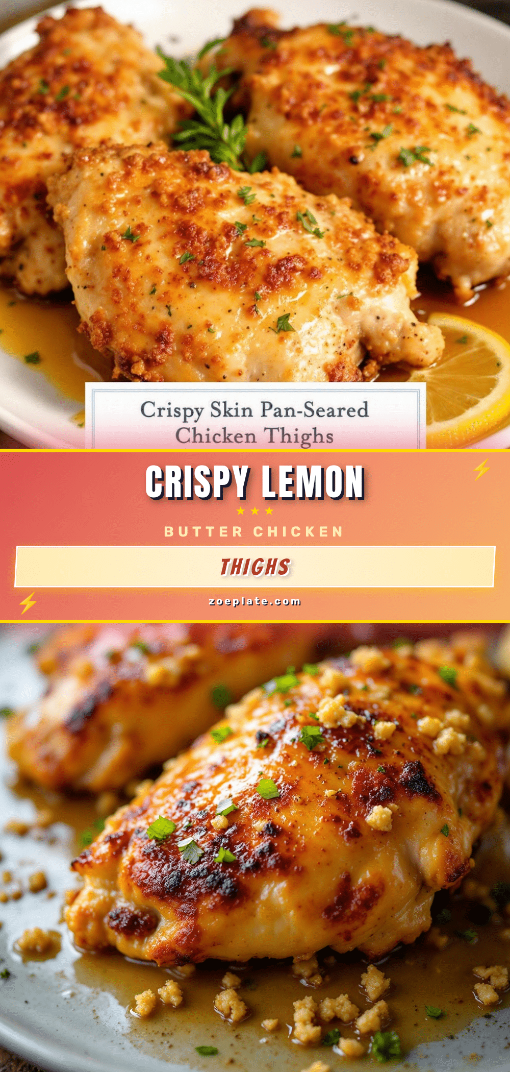 crispy lemon butter chicken thighs recipe