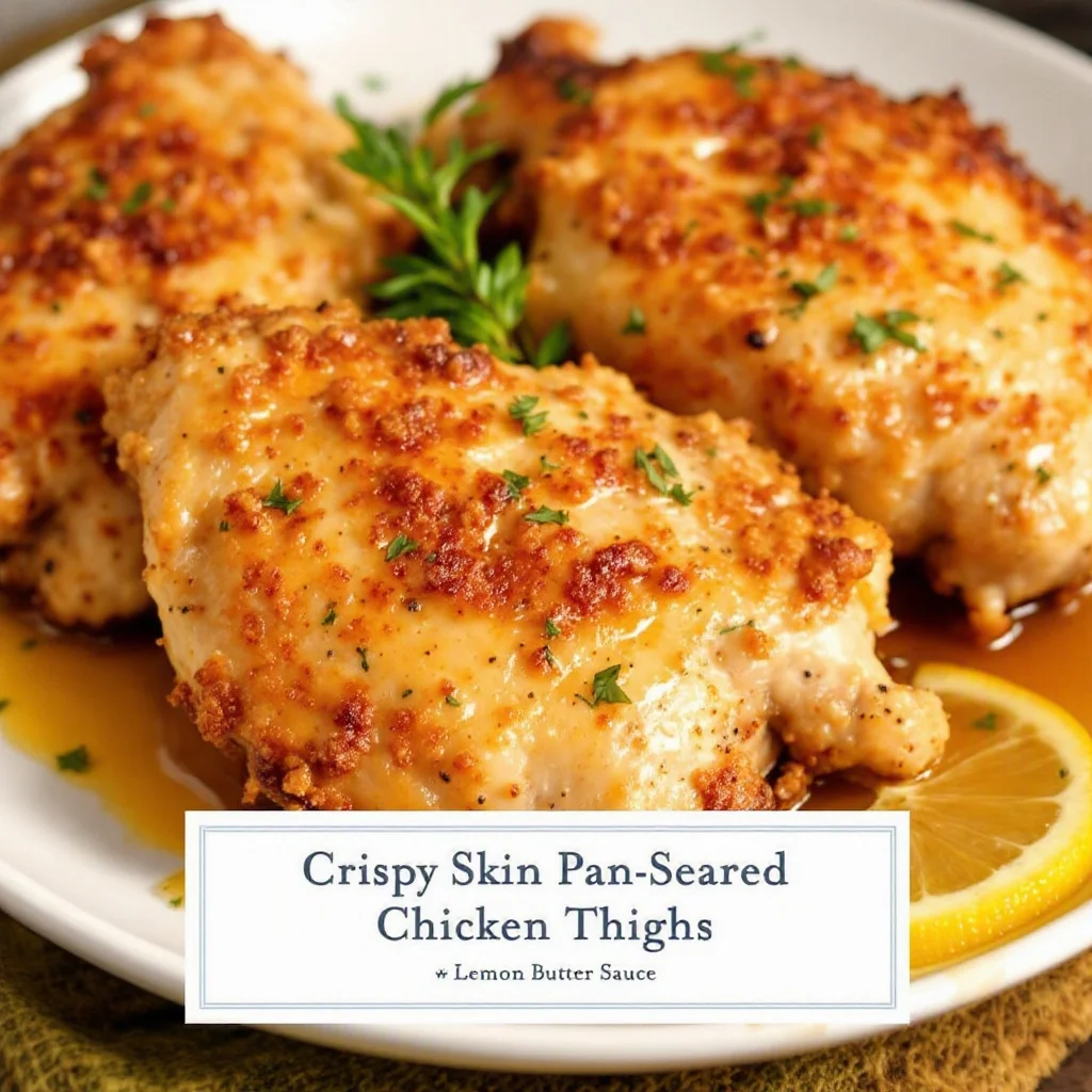 crispy lemon butter chicken thighs - featured image