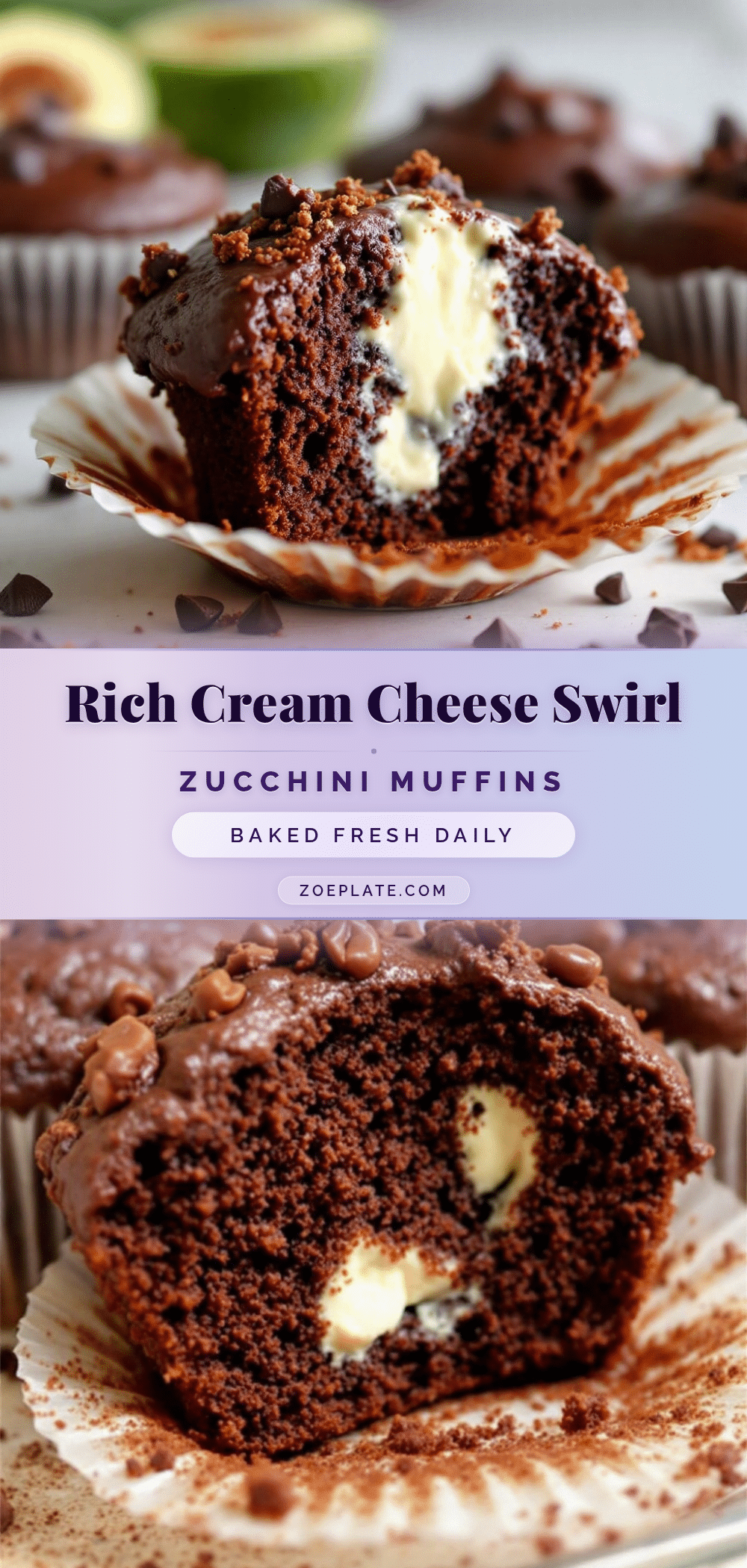 double chocolate zucchini muffins with cream cheese swirl recipe