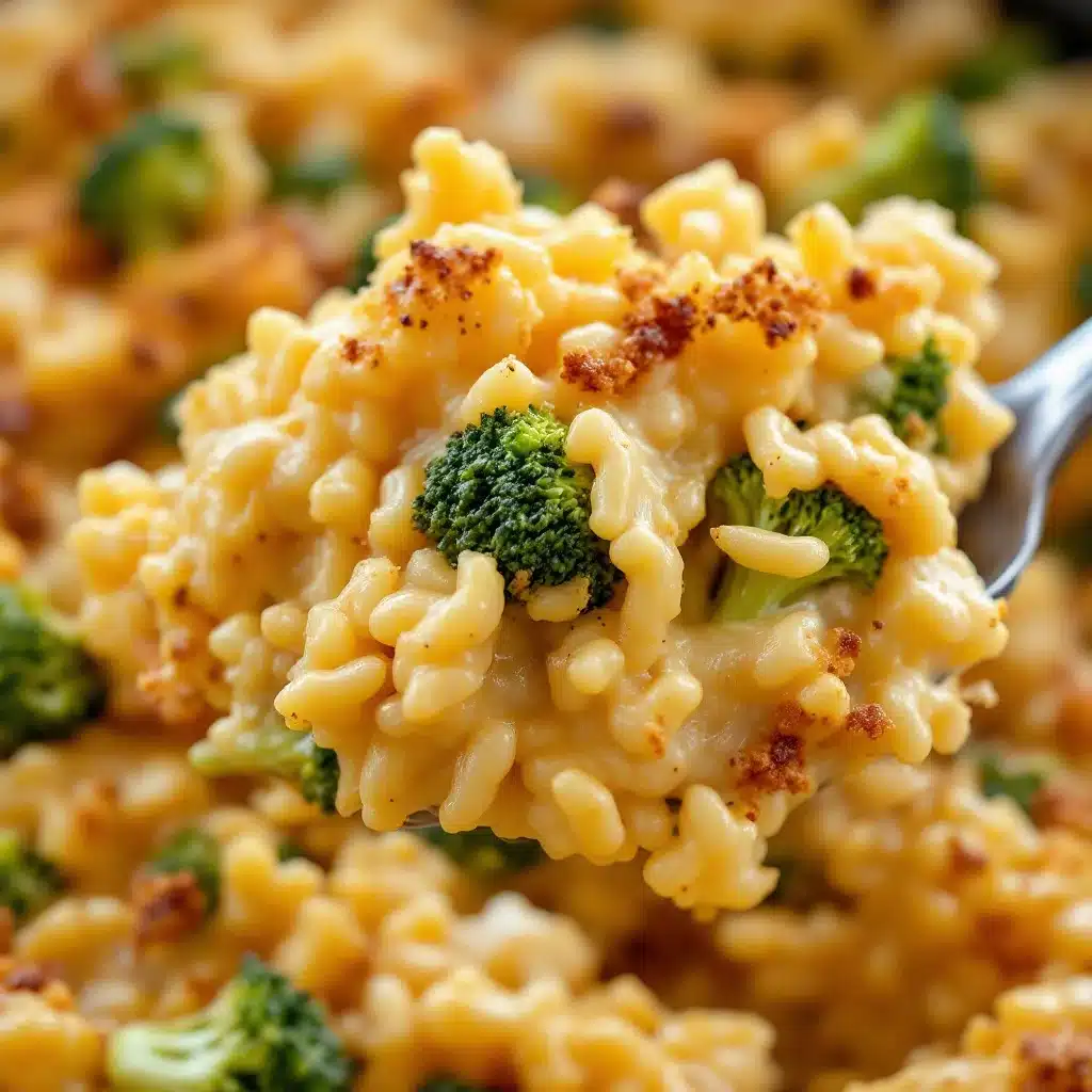 easy cheesy broccoli rice casserole - featured image