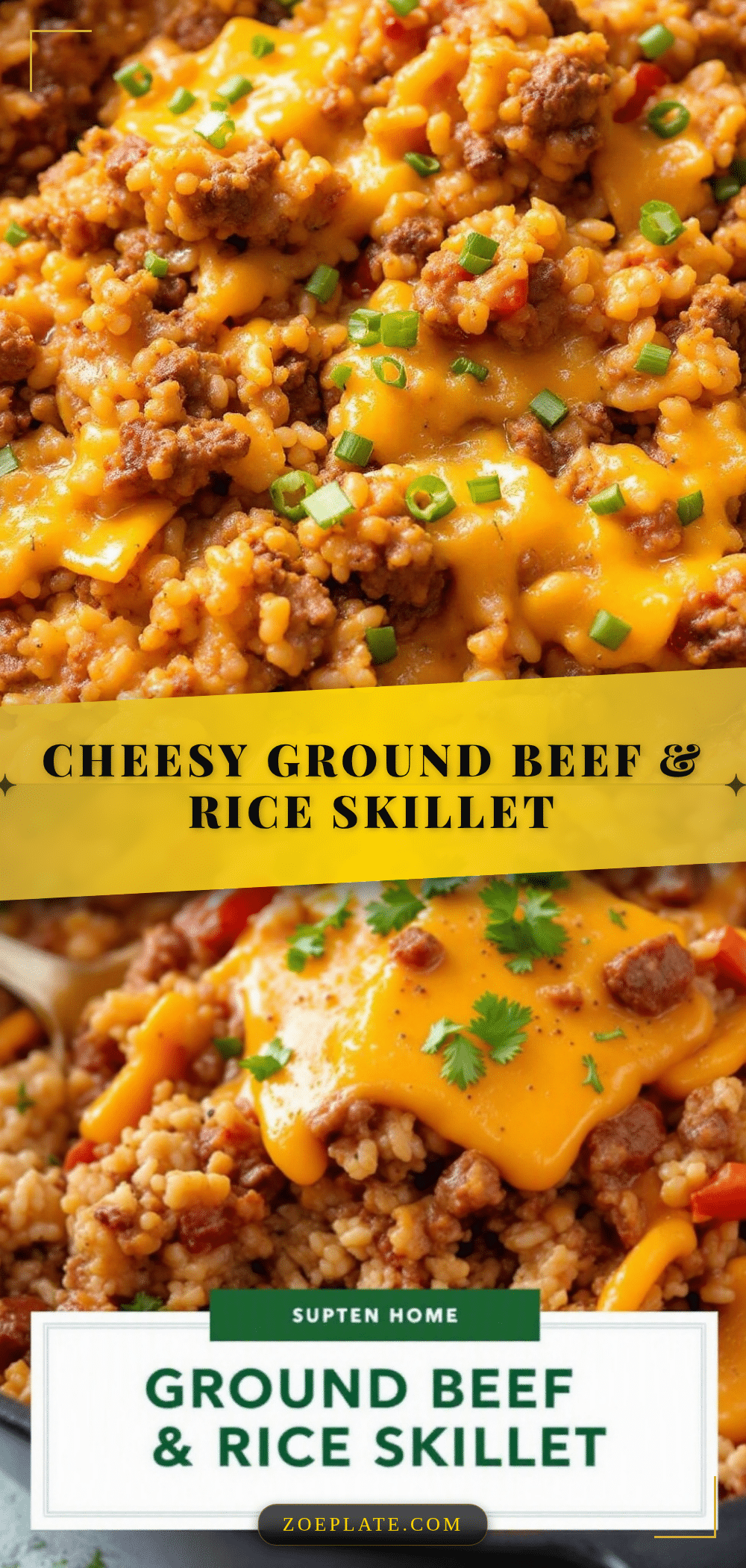 easy cheesy ground beef & rice skillet recipe