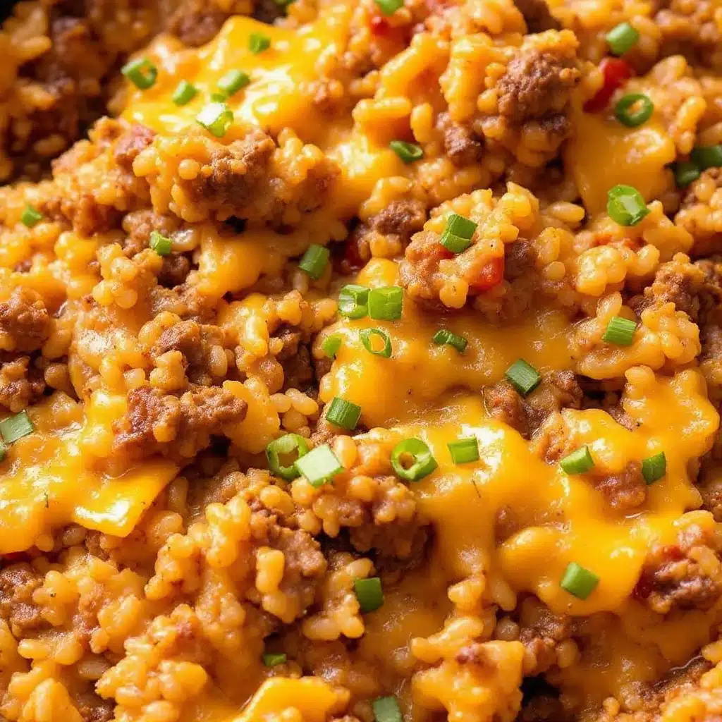 easy cheesy ground beef & rice skillet - featured image