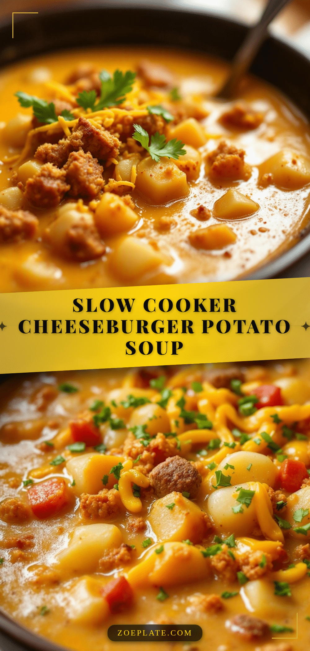 easy slow cooker cheeseburger potato soup recipe