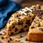 football-shaped chocolate chip cookie cake - featured image