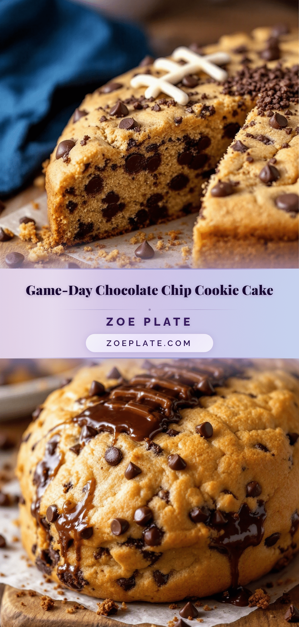 football-shaped chocolate chip cookie cake recipe