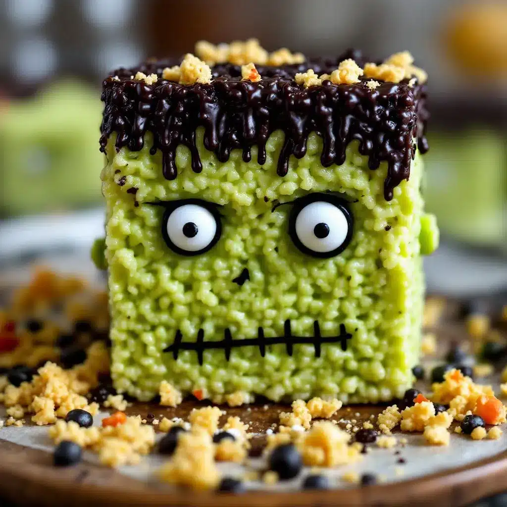 Frankenstein Rice Krispie Treats preparation steps