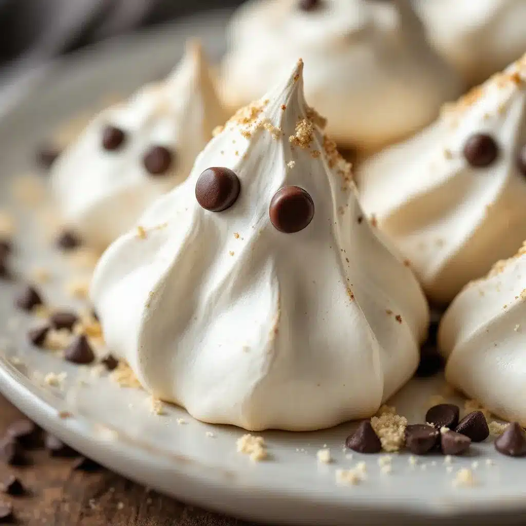 ghost meringue cookies with chocolate chip eyes preparation steps