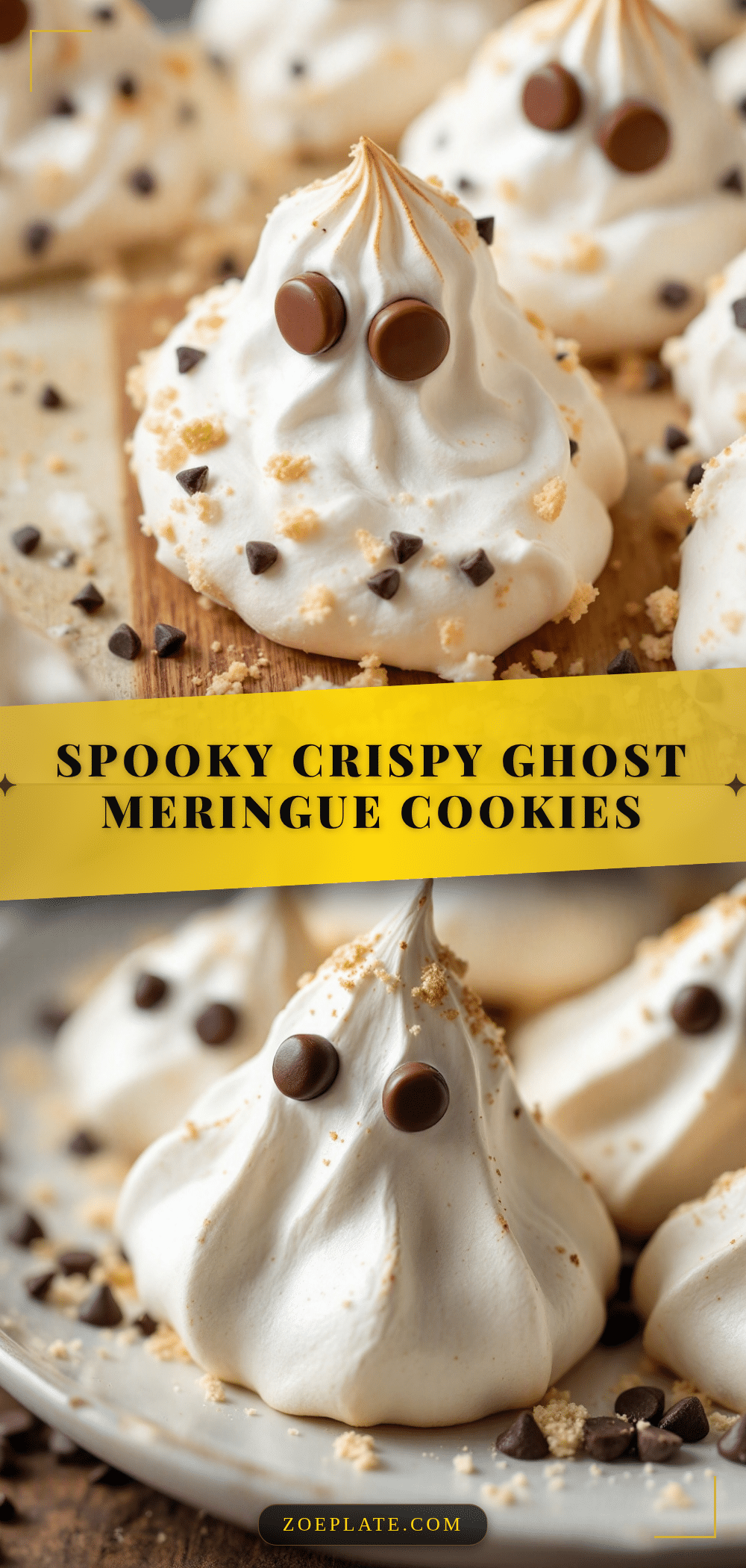 ghost meringue cookies with chocolate chip eyes recipe