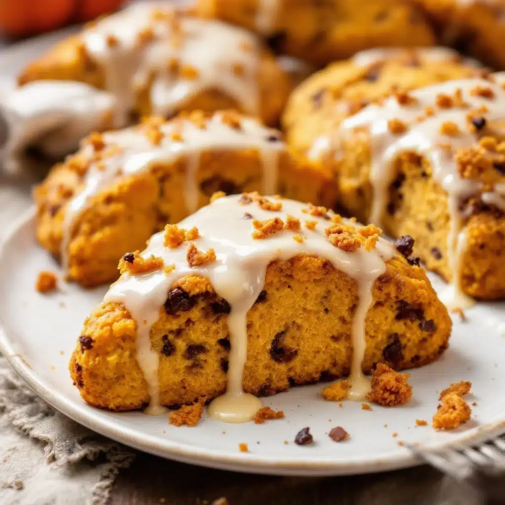 iced pumpkin scones with maple glaze - featured image