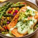 lemon garlic salmon sheet pan dinner - featured image
