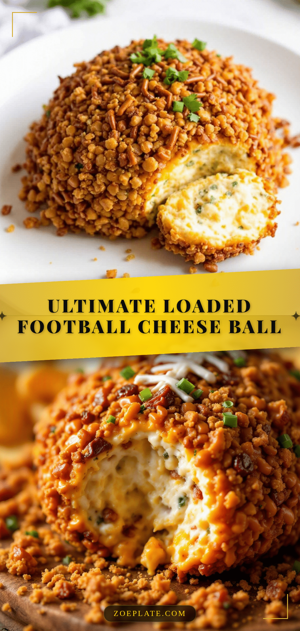 loaded football cheese ball with pretzel crust recipe