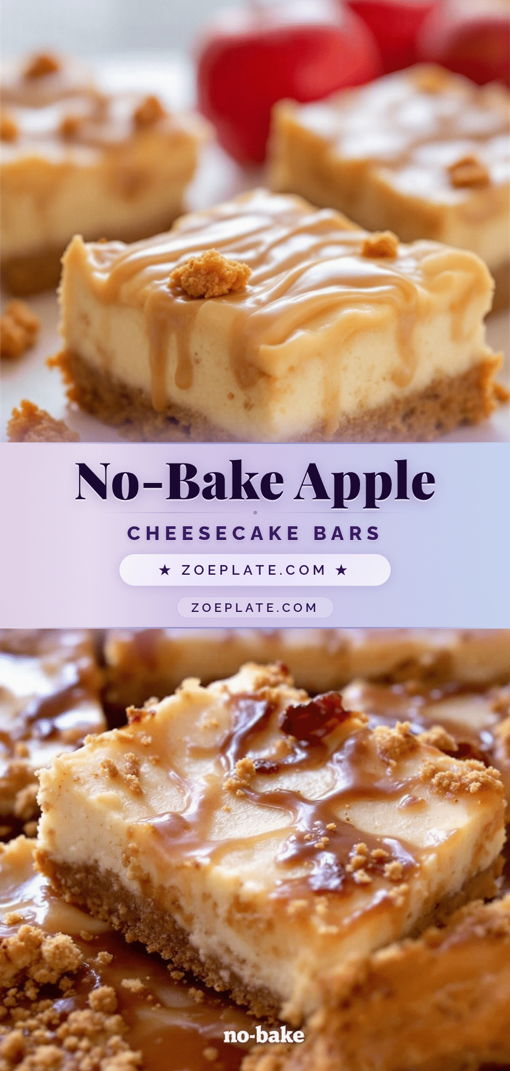 no-bake apple cheesecake bars recipe