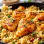one pan garlic butter chicken and rice - featured image