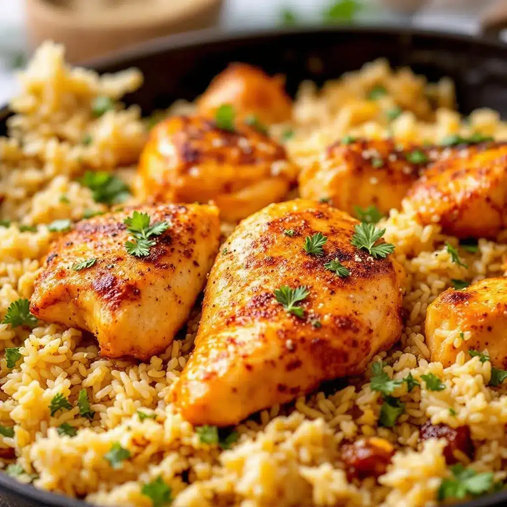 one pan garlic butter chicken and rice - featured image