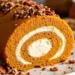 pumpkin cream cheese roll with pecans - featured image