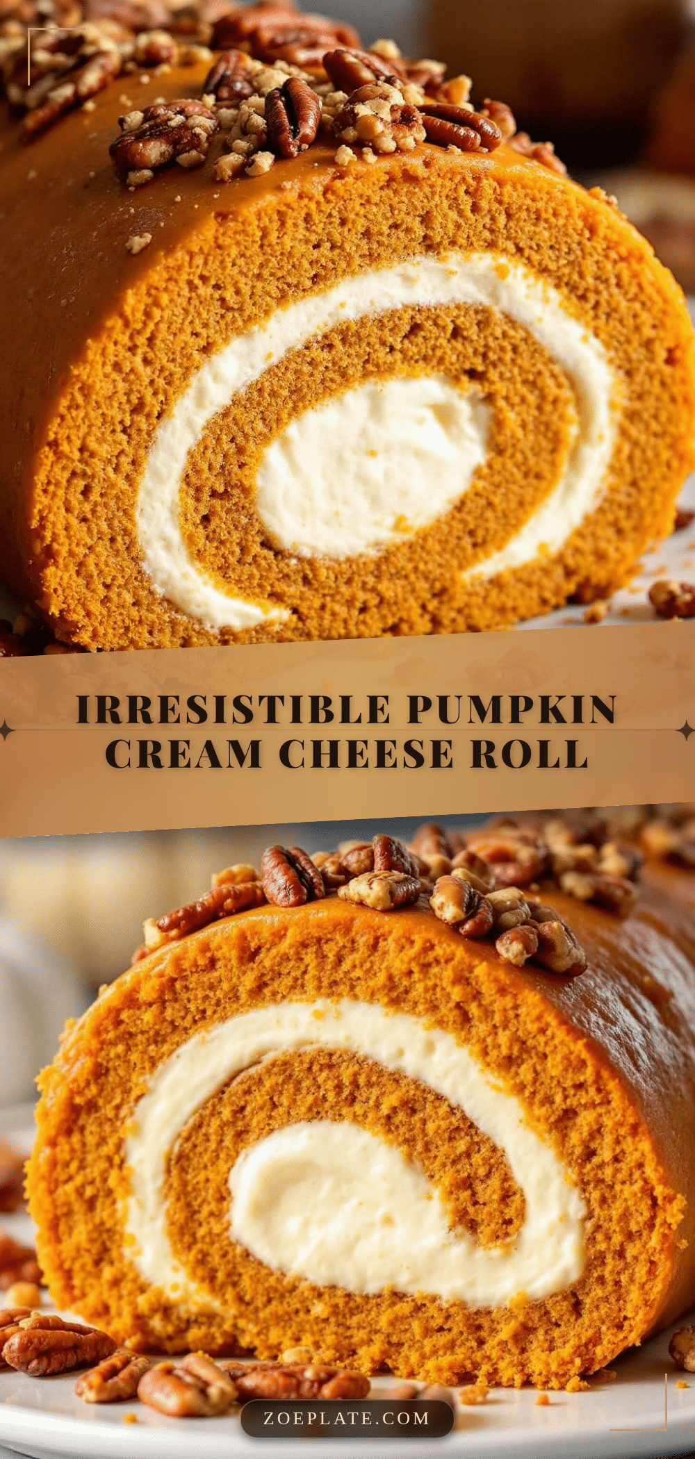 pumpkin cream cheese roll with pecans recipe
