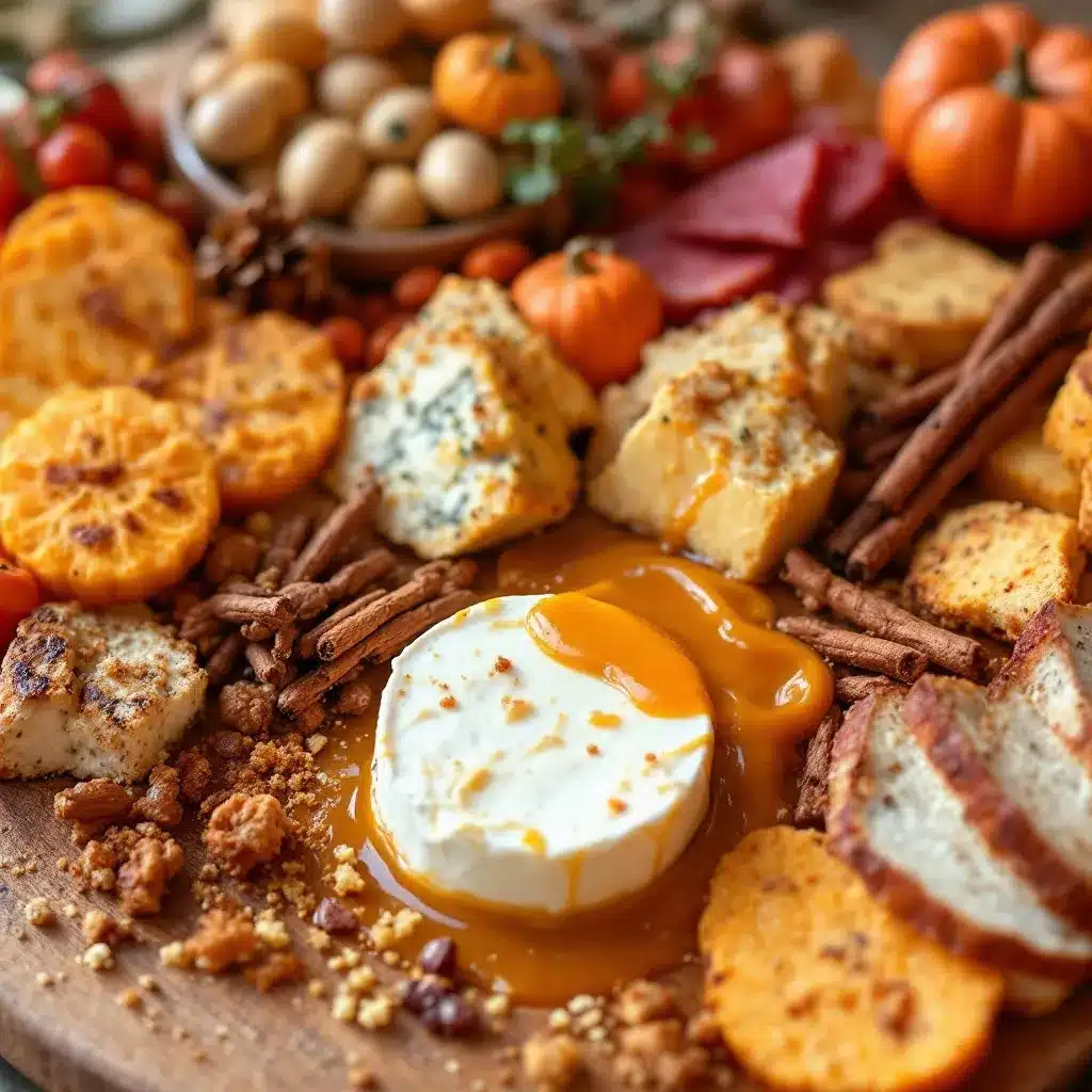 pumpkin spice harvest charcuterie board with maple brie preparation steps