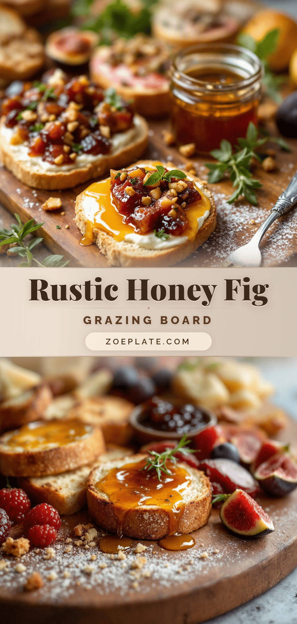 rustic grazing board with honey and fig jam recipe